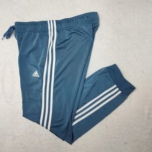 Adidas Track Pants Womens Large Blue Primegreen 3 Stripes Tapered Joggers HD4288